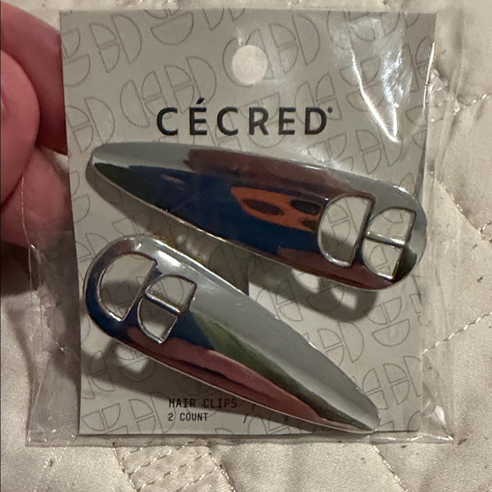 Cécred Silver Metal Hair Clips - Pack of 2